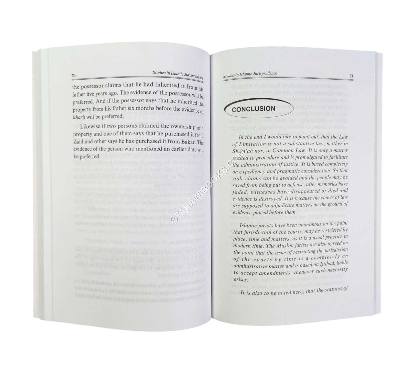 Studies In Islamic Jurisprudence - The concept of limitation in Islamic Law (English)