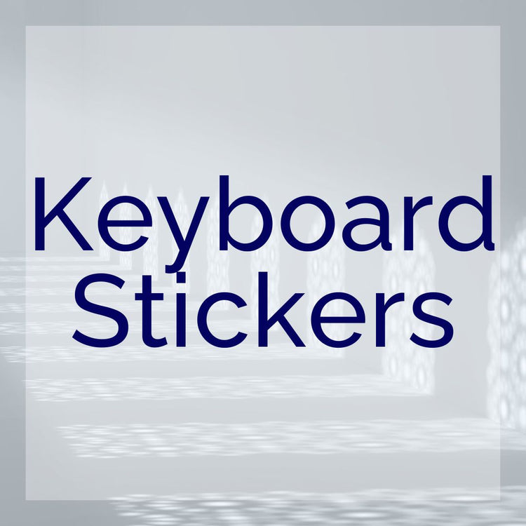 Custom keyboard stickers design displayed with the text 'Keyboard Stickers' on a cool background.