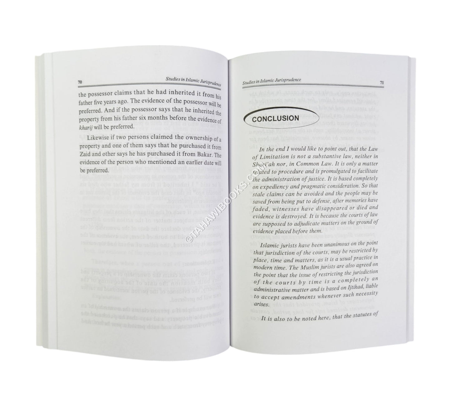 Studies In Islamic Jurisprudence - The concept of limitation in Islamic Law (English)