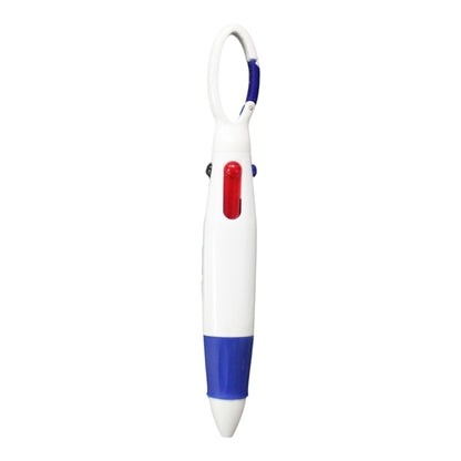 4 Colour Ballpoint Pen With Carabiner Clip