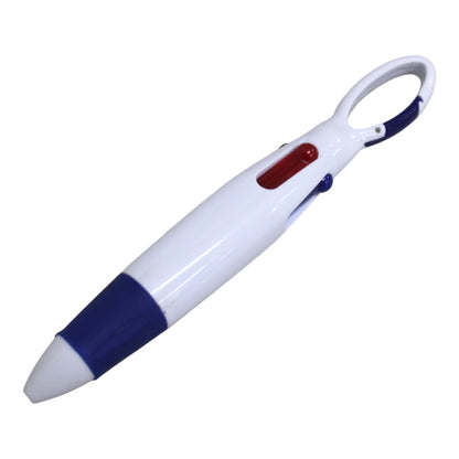 4 Colour Ballpoint Pen With Carabiner Clip