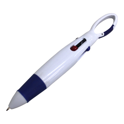 4 Colour Ballpoint Pen With Carabiner Clip