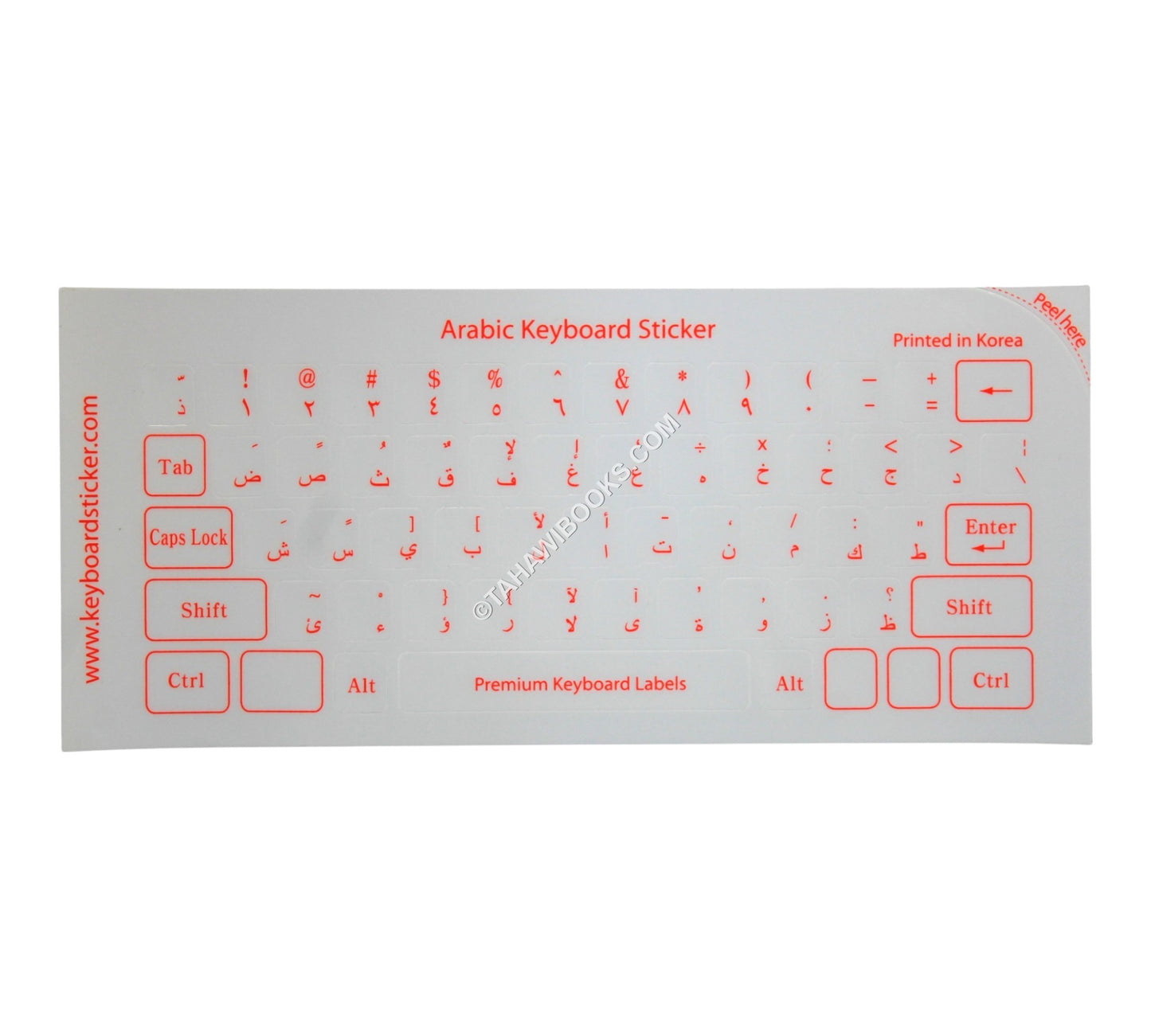 Red Keyboard Stickers-Arabic-Korea-Transparent